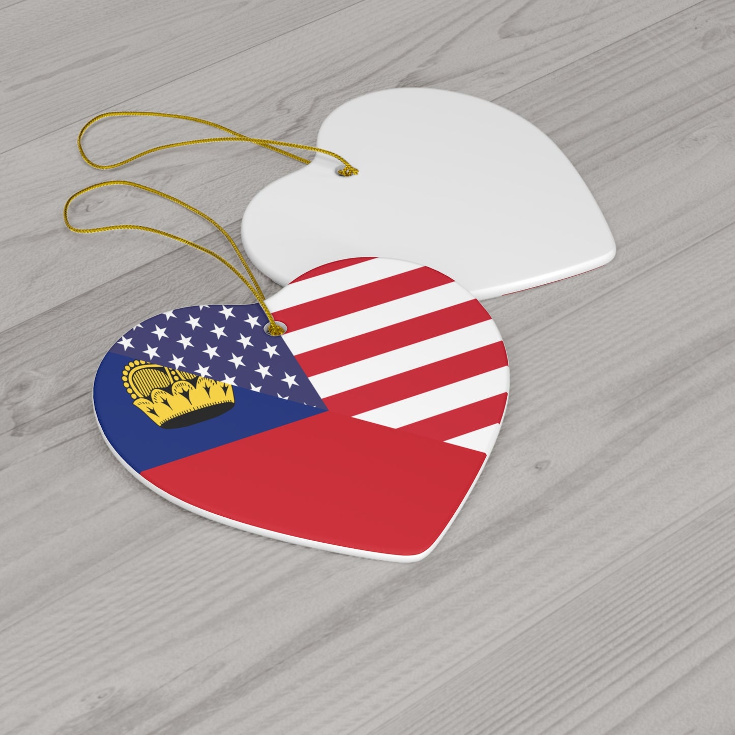 Liechtenstein American Flag Ceramic Ornament | Christmas Tree Ornaments