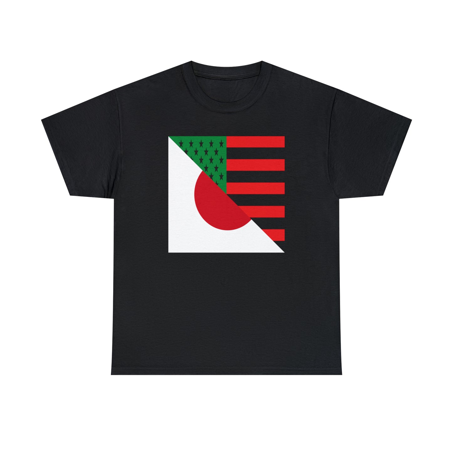 Black Japanese Flag Half African American Japan T-Shirt | Unisex Tee Shirt