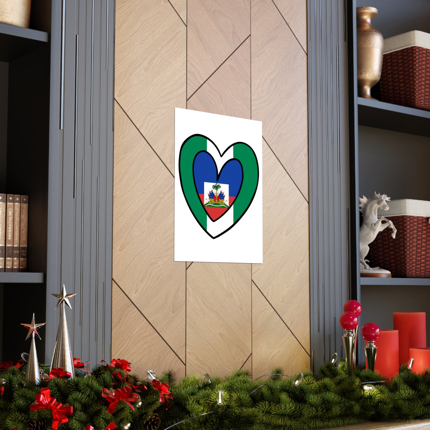 Nigerian Haitian Flag Inner Heart Nigeria Haiti  Premium Matte Poster