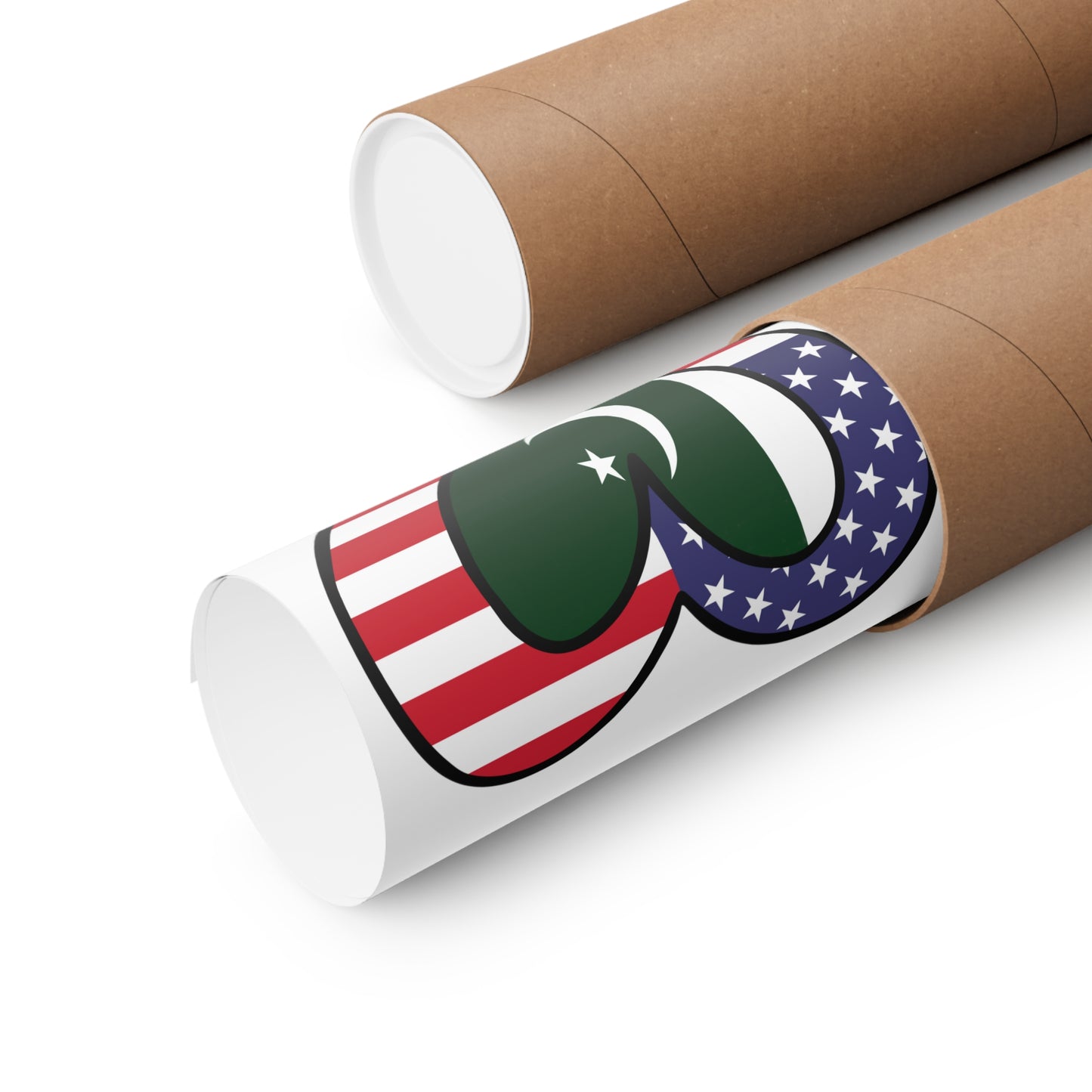 Pakistani American Heart Valentines Day Gift Half Pakistan USA Flag Premium Matte Poster