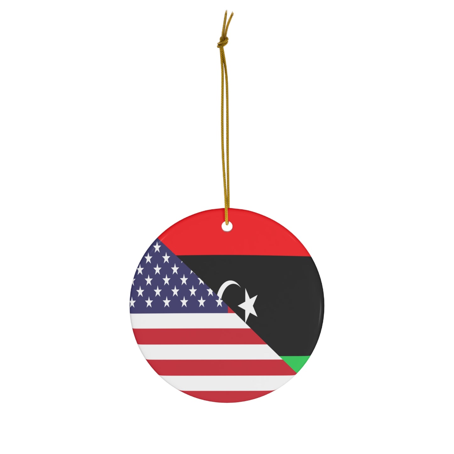 Libya American Flag Libyan USA Ceramic Ornament | Christmas Tree Ornaments