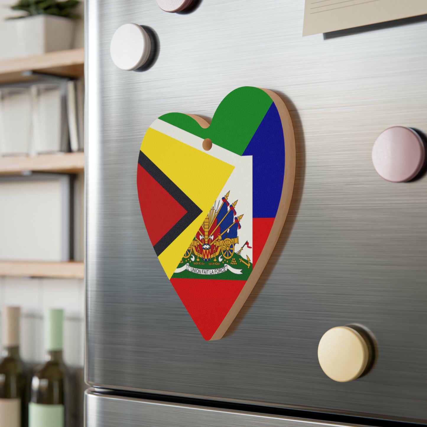 Guyanese Haitian Flag | Half Guyana Haiti Flag Wooden Ornament