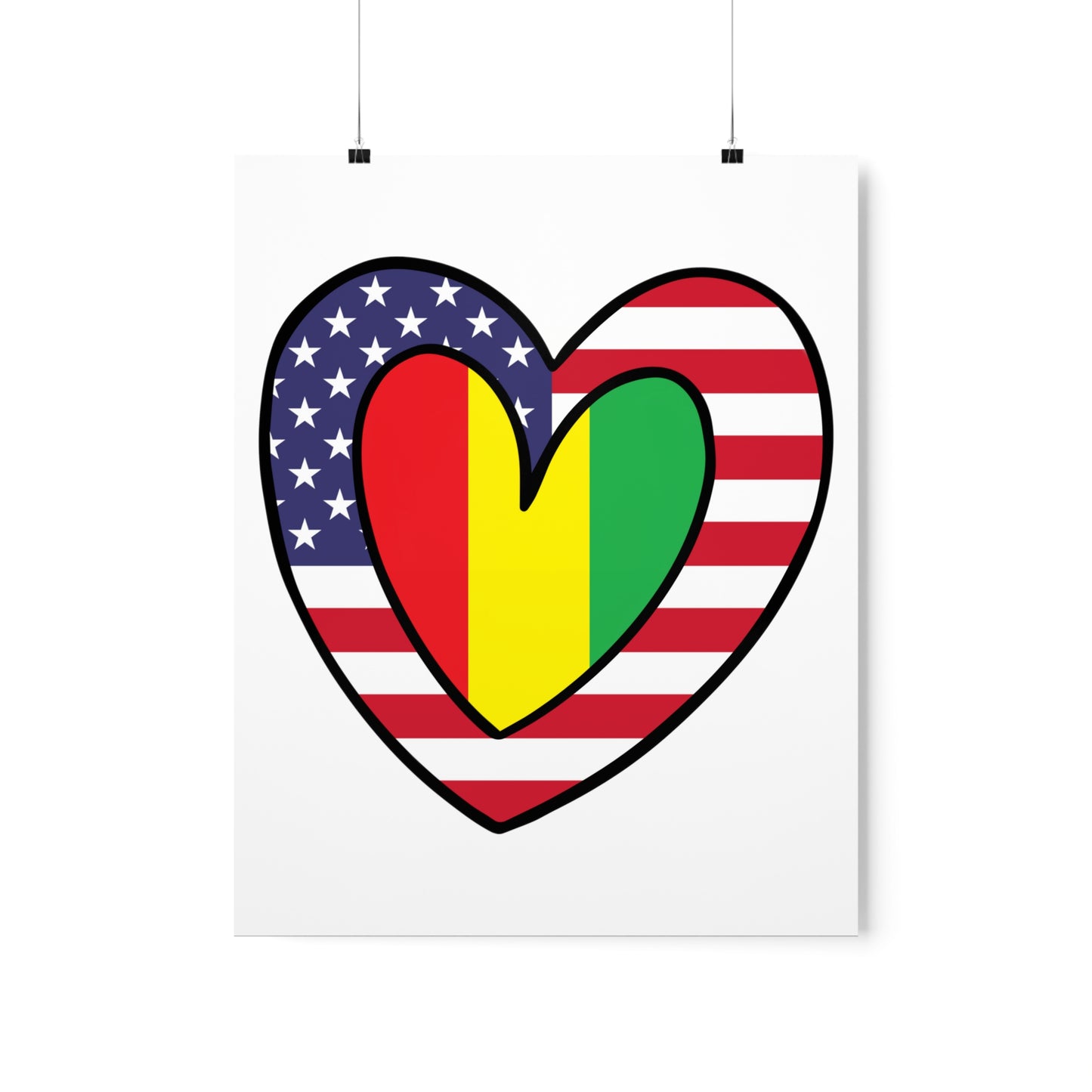 Guinean American Heart Valentines Day Wedding Gift Half Guinea USA Flag Premium Matte Poster