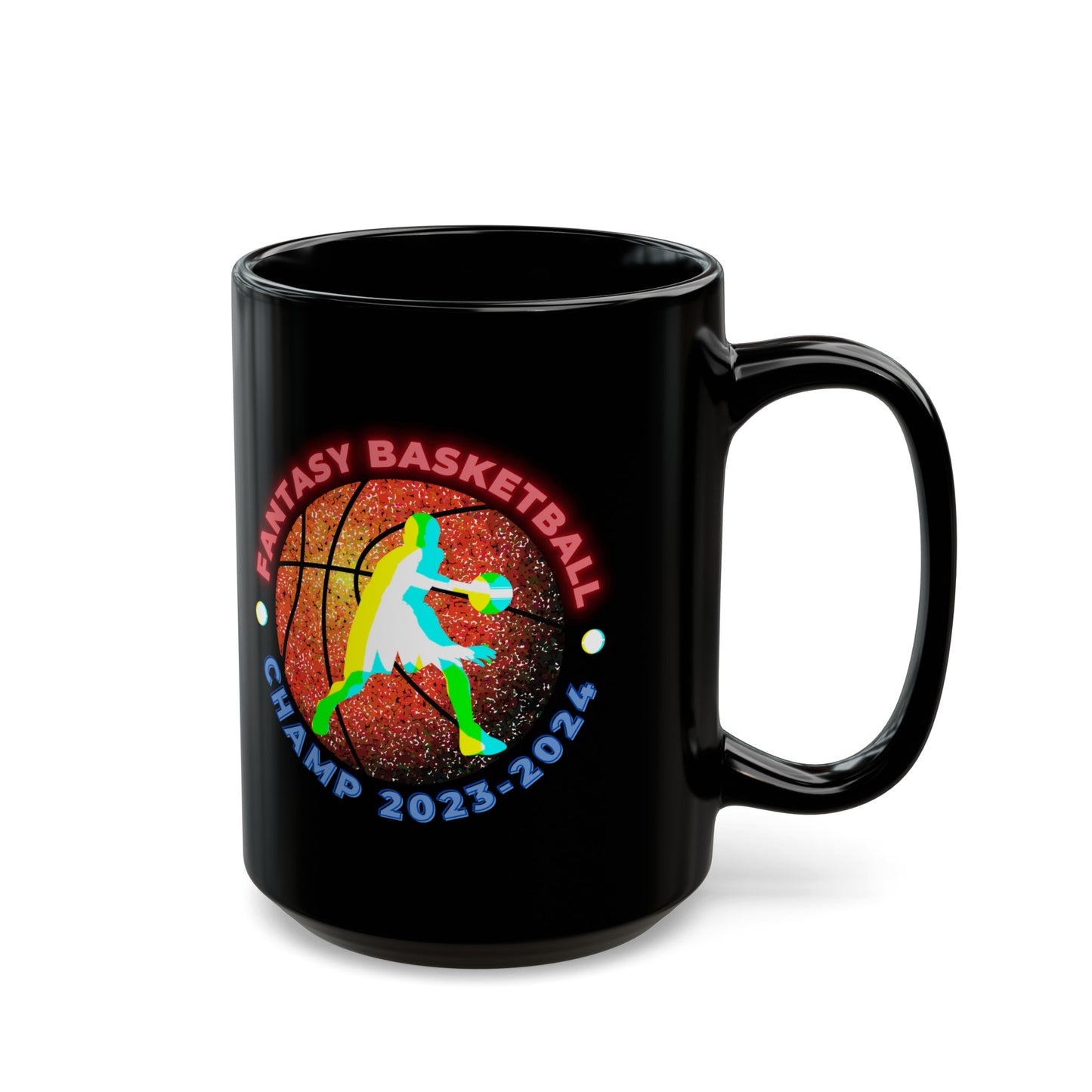 Fantasy Basketball Champ Retro 2023 2024 Champion Black Mug (11oz, 15oz)