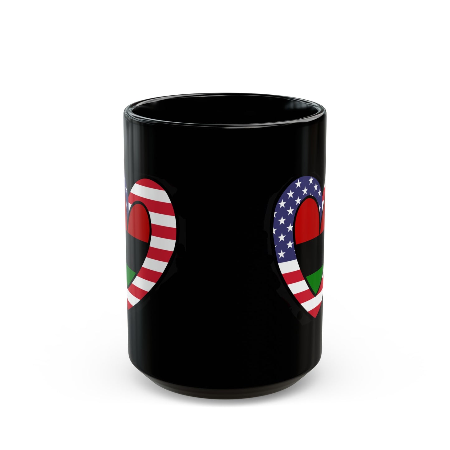 American Pan African Flag Inner Heart USA Black Black Mug (11oz, 15oz)