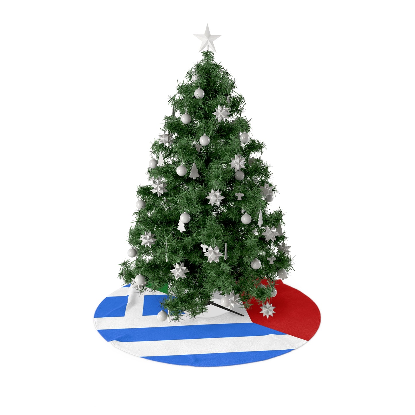 Greek Italian Flag Half Greece Italy Christmas Tree Skirt