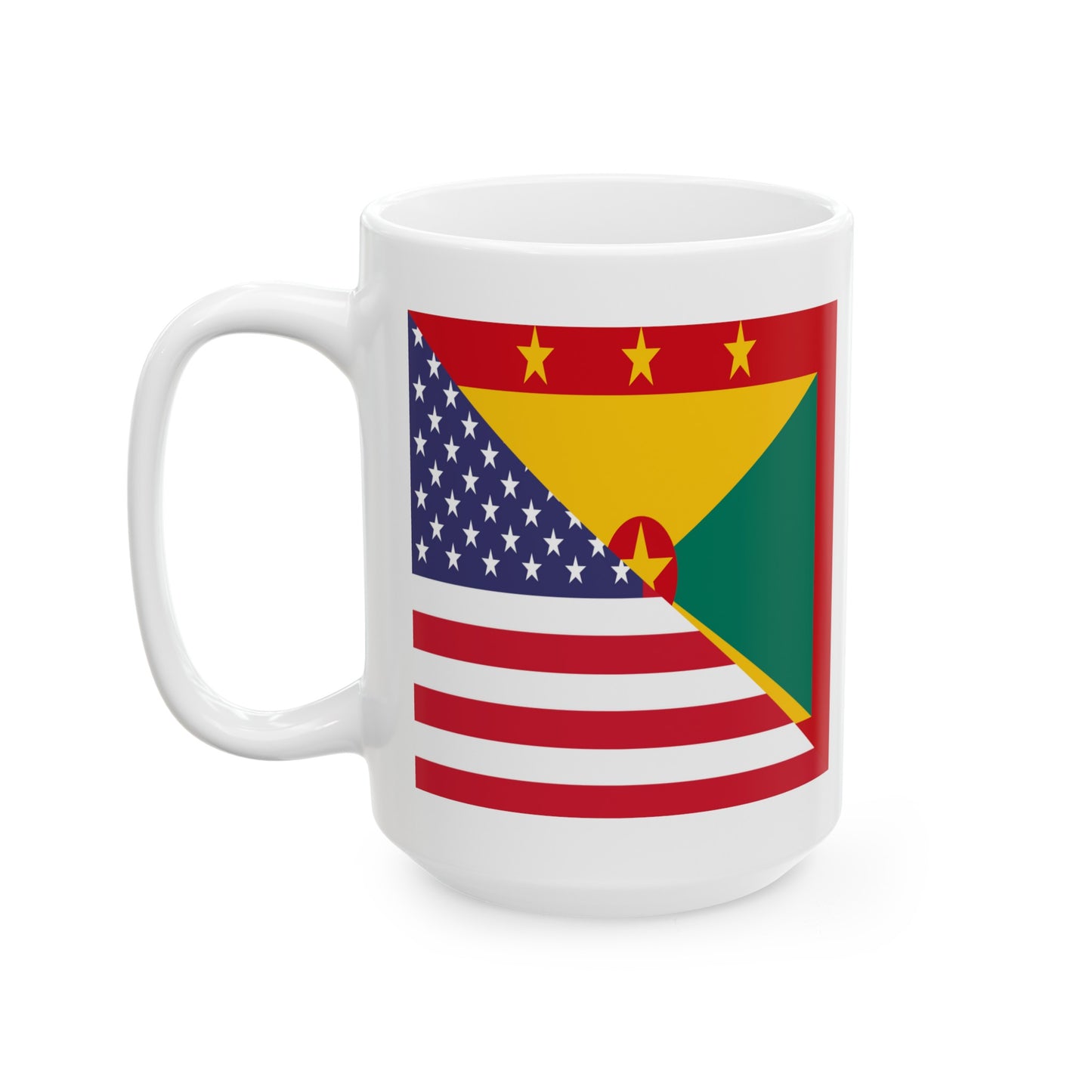 Grenadan American Flag Half Grenada USA Ceramic Mug 11oz, 15oz Cup