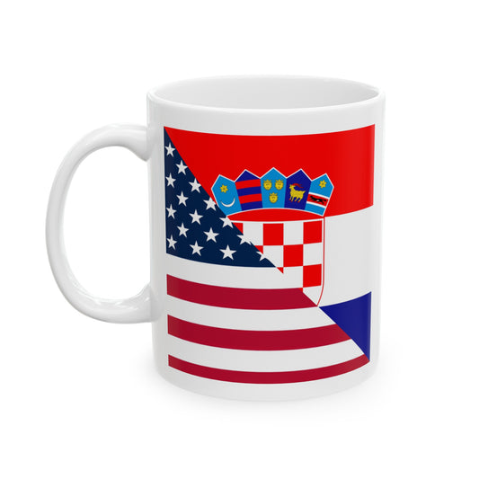 Croatian American Flag Croatia USA Ceramic Mug 11oz, 15oz Cup