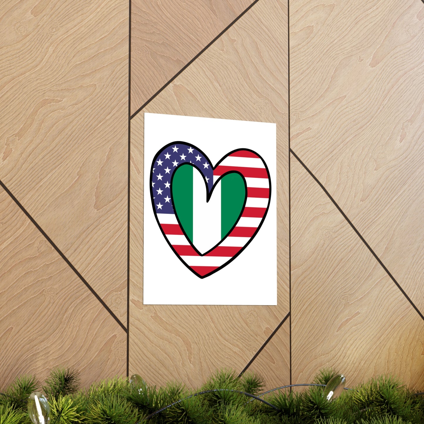 American Nigerian Flag Inner Heart USA Naija Nigeria Premium Matte Poster