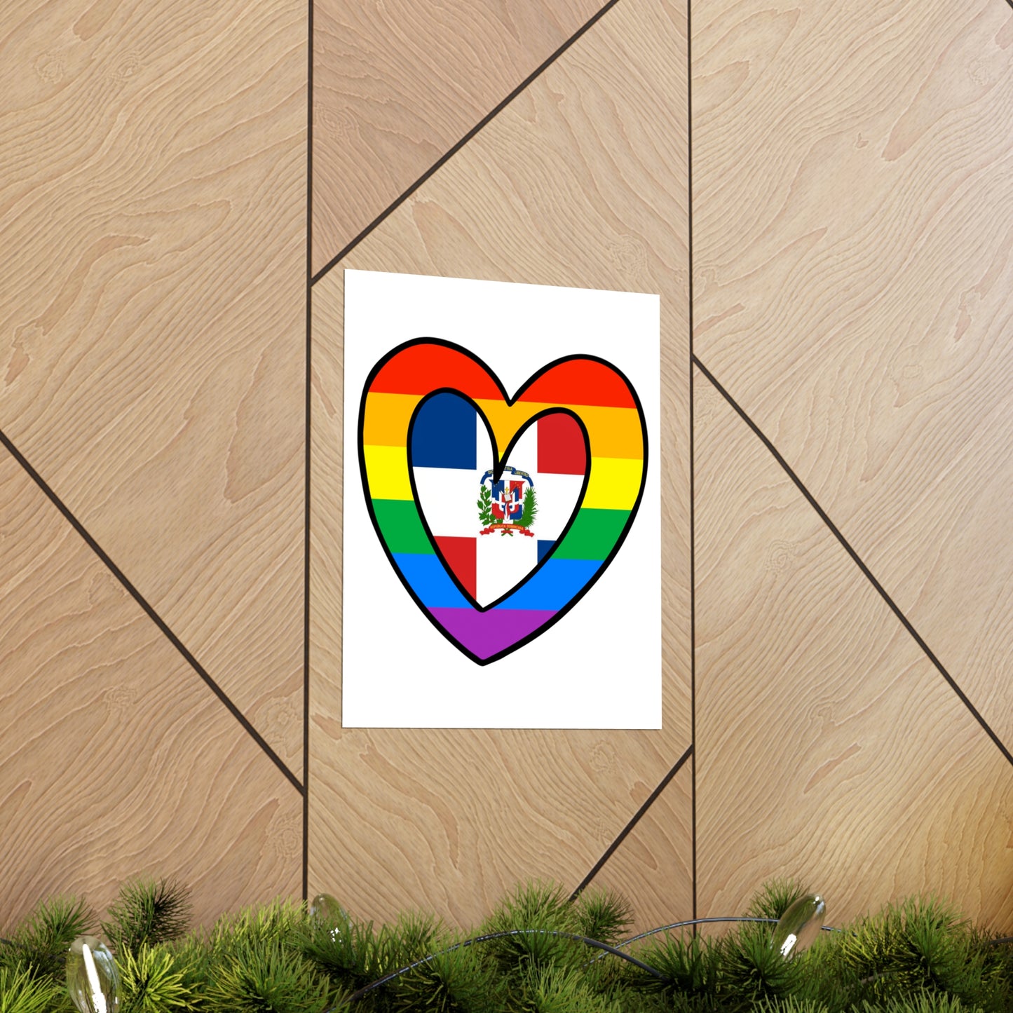 Dominican Rainbow Flag Heart DR Pride Month Premium Matte Poster