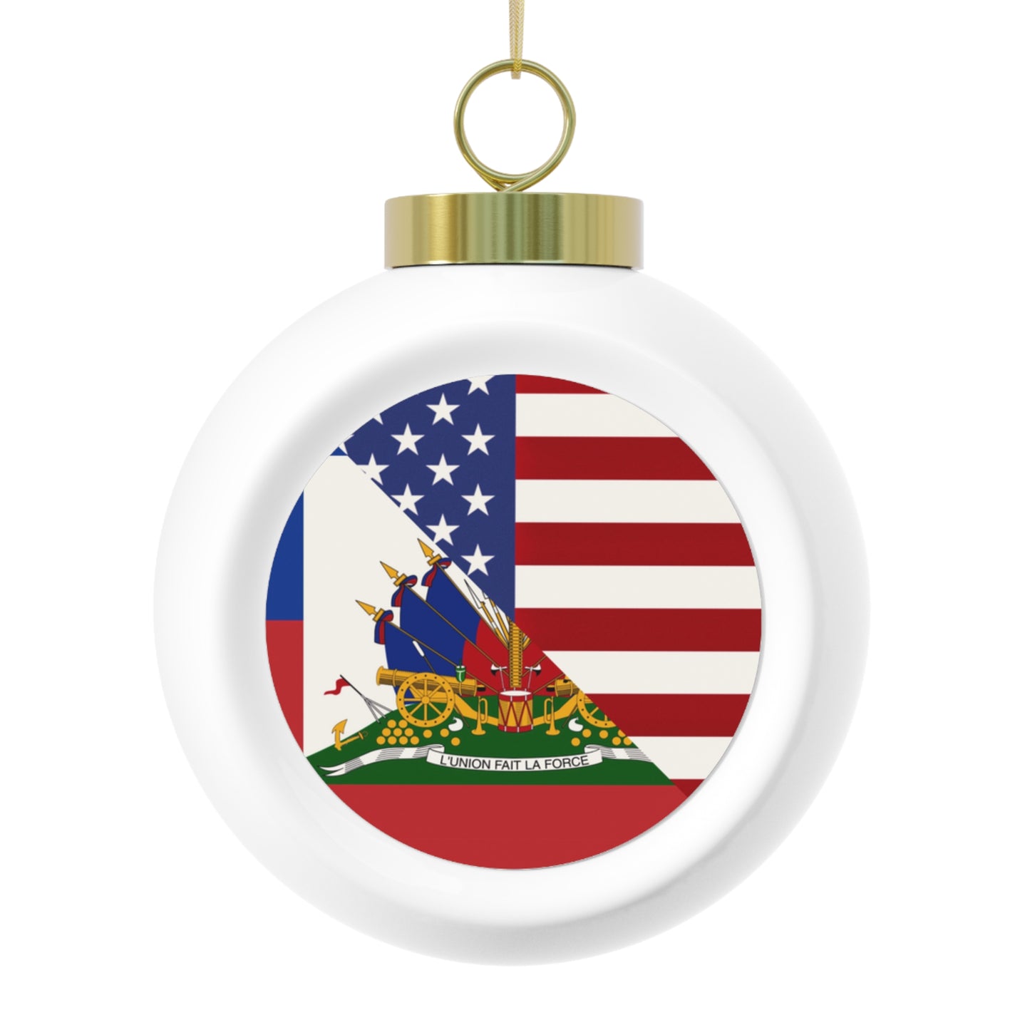 Haiti America Flag | Half Haitian American Flag Ayiti Christmas Tree Ball Ornament