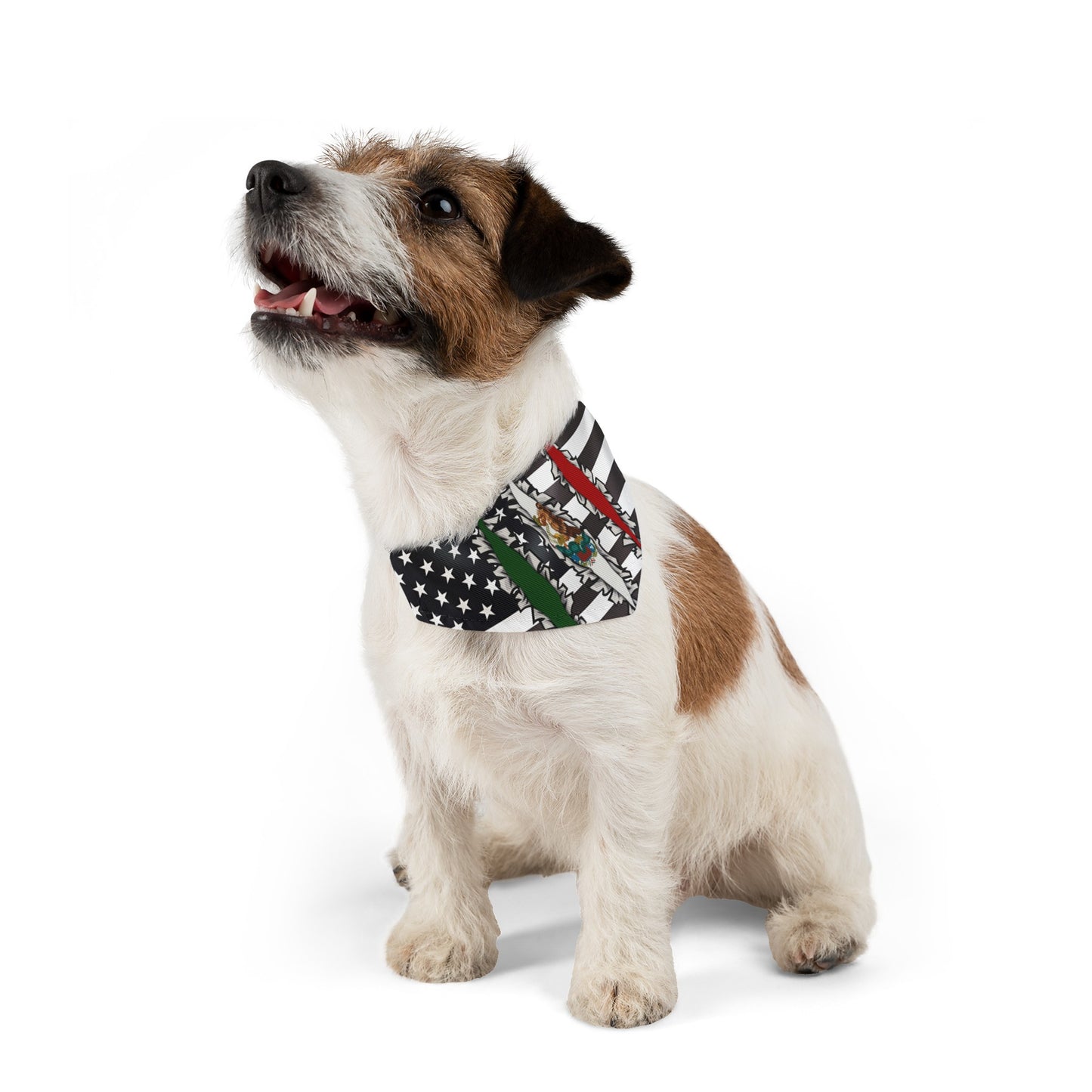 Mexican American Slashed Flag Pet Bandana Collar | USA US Mexico Dog Cat