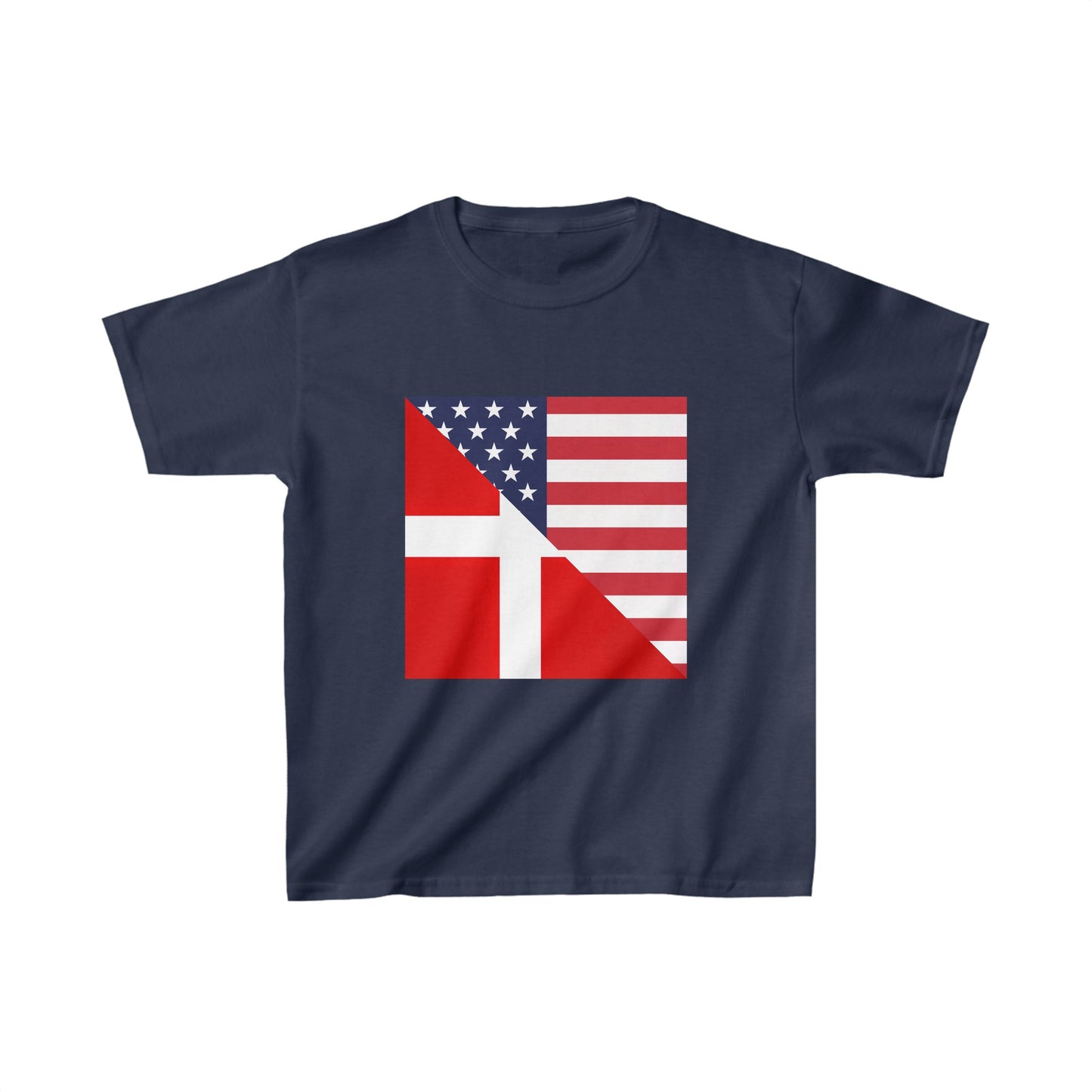 Kids Denmark American Flag Danes Danish USA T-Shirt | Unisex Tee Shirt