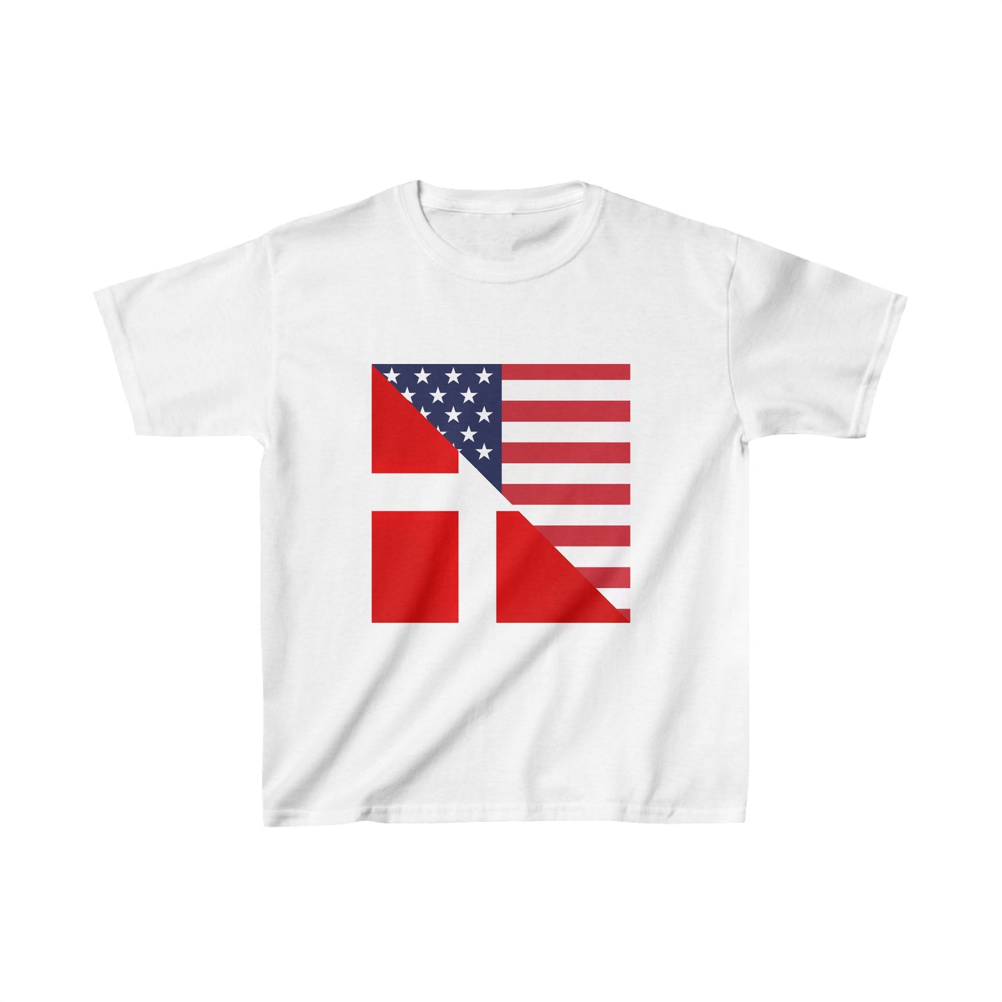 Kids Denmark American Flag Danes Danish USA T-Shirt | Unisex Tee Shirt