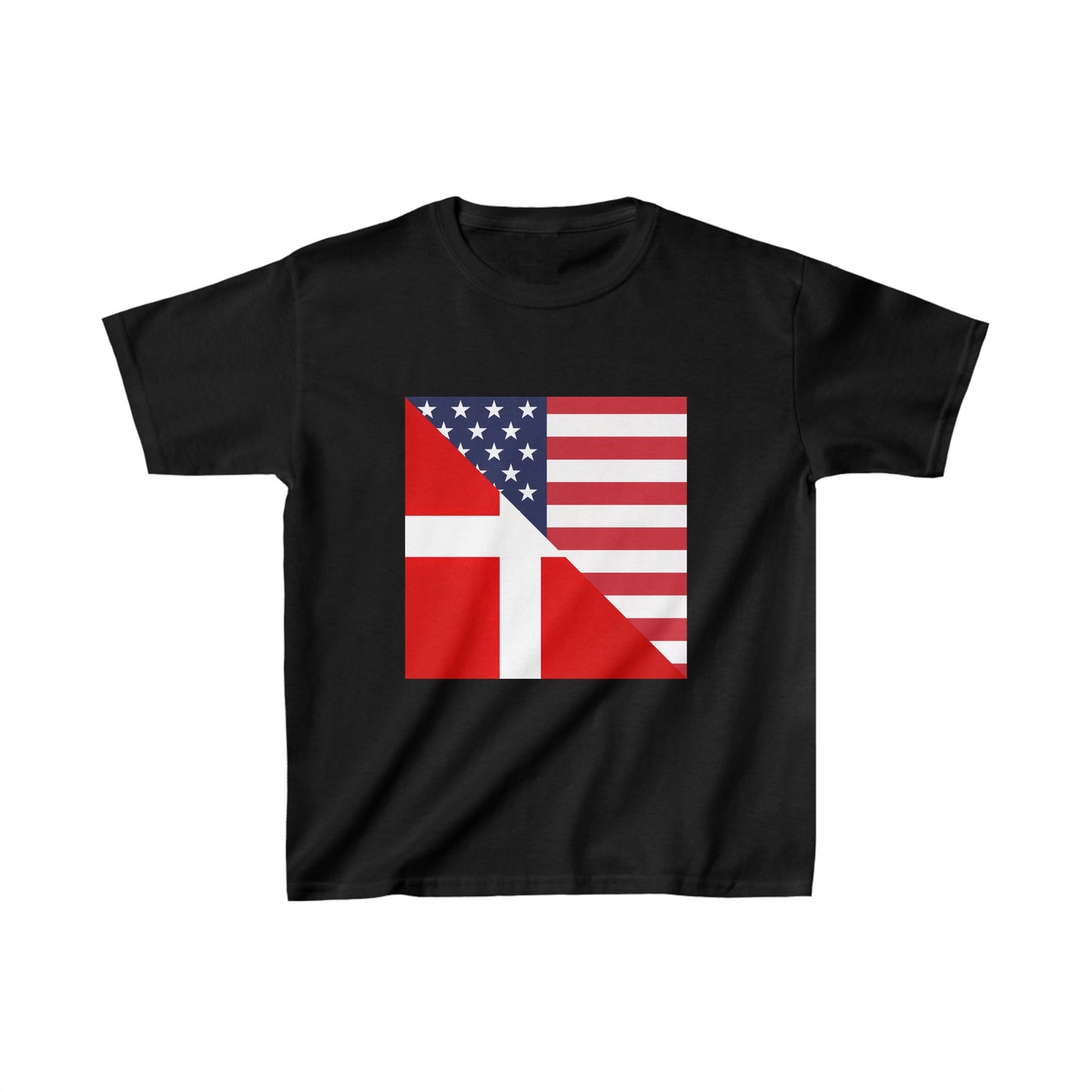 Kids Denmark American Flag Danes Danish USA T-Shirt | Unisex Tee Shirt