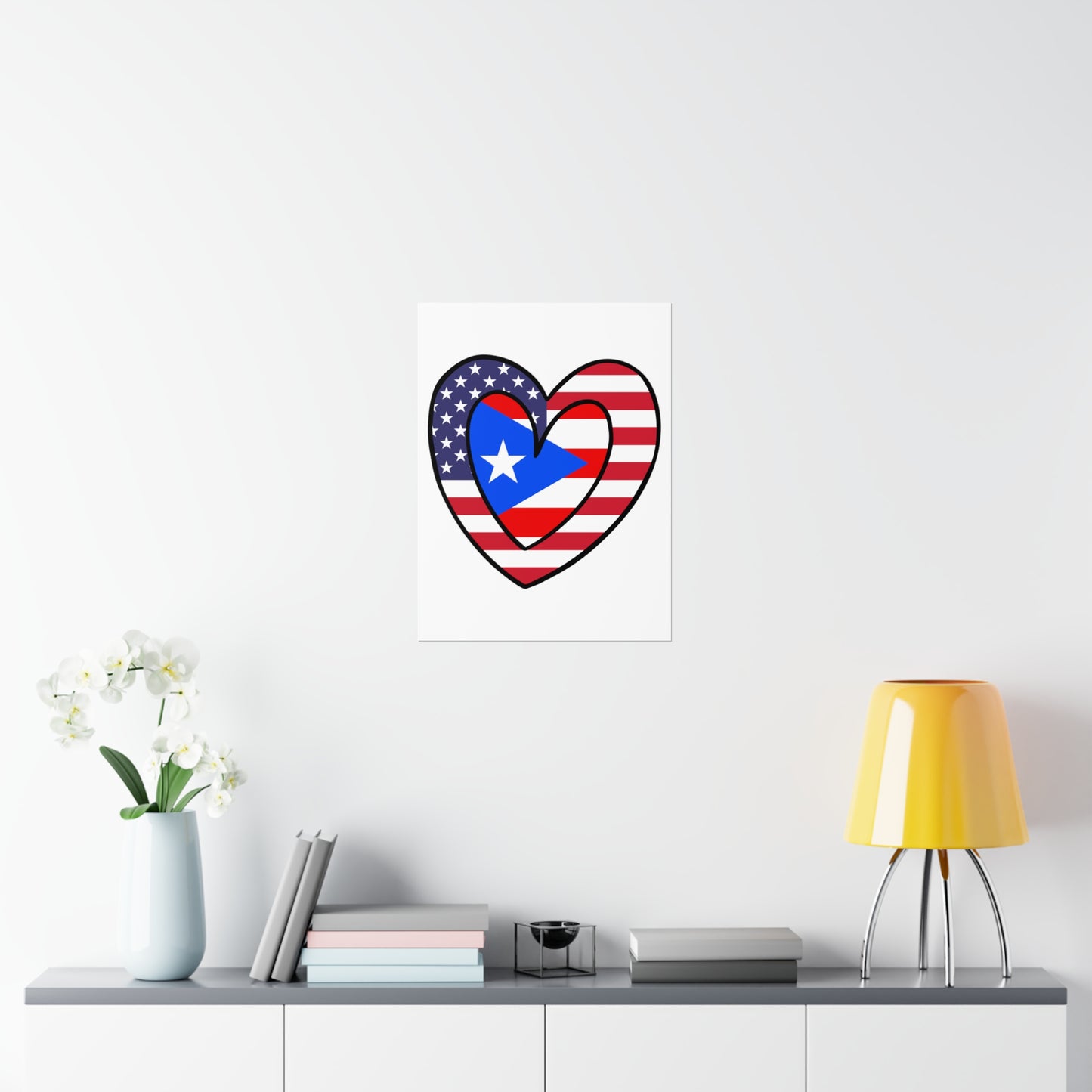 Puerto Rican American Heart Valentines Day Gift Half Boricua PR USA Flag Premium Matte Poster