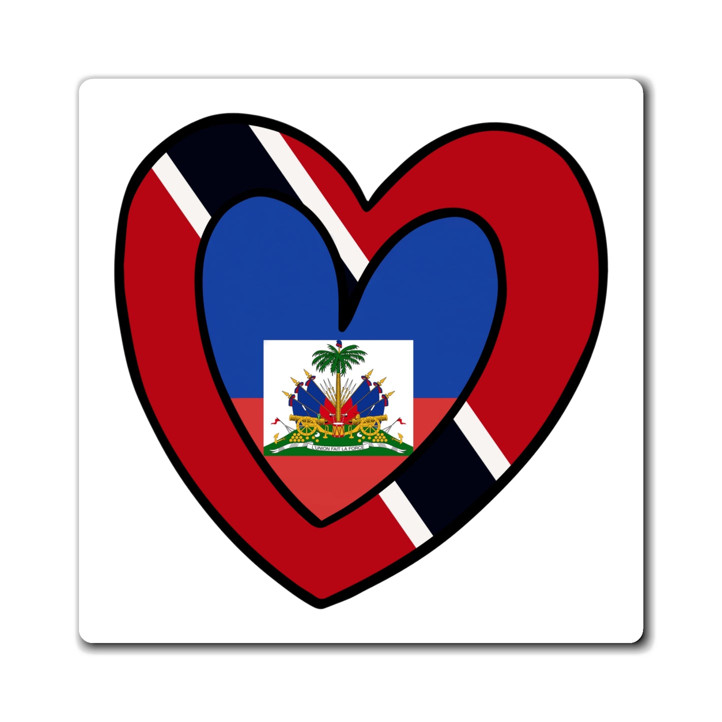 Haitian Trini Flag Heart Haiti Trinidad Tobago Magnet