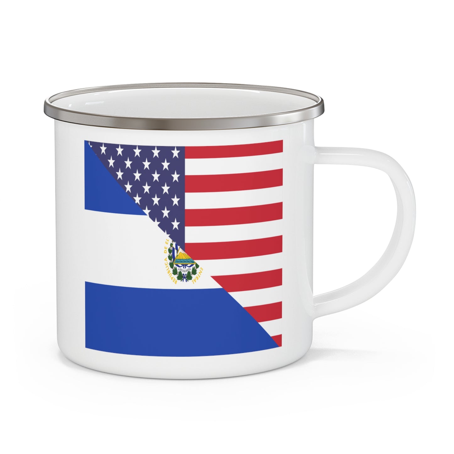 El Salvador American Flag USA 12oz Enamel Mug