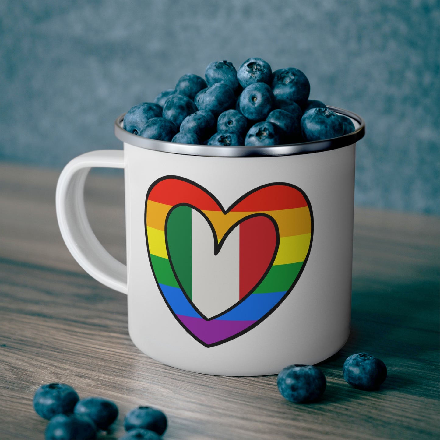 Italian Rainbow Flag Heart Italy Pride Month 12oz Enamel Mug