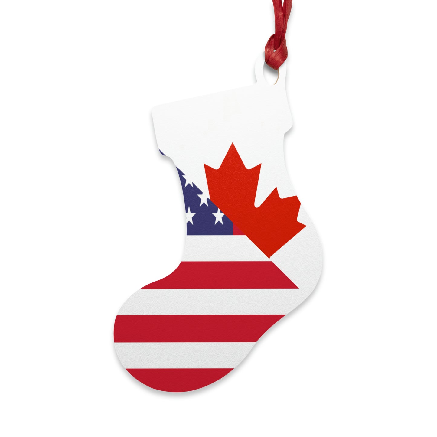 Canadian American Flag Canada USA Wooden Ornament