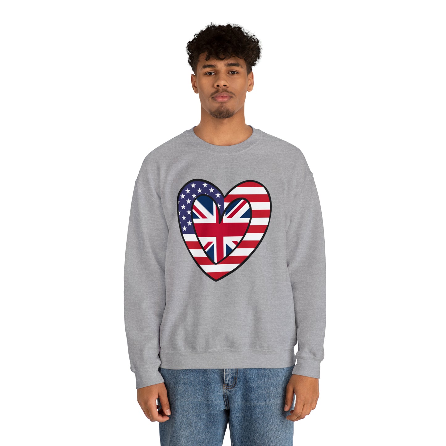 American UK Flag Inner Heart USA United Kingdom Unisex Sweatshirt