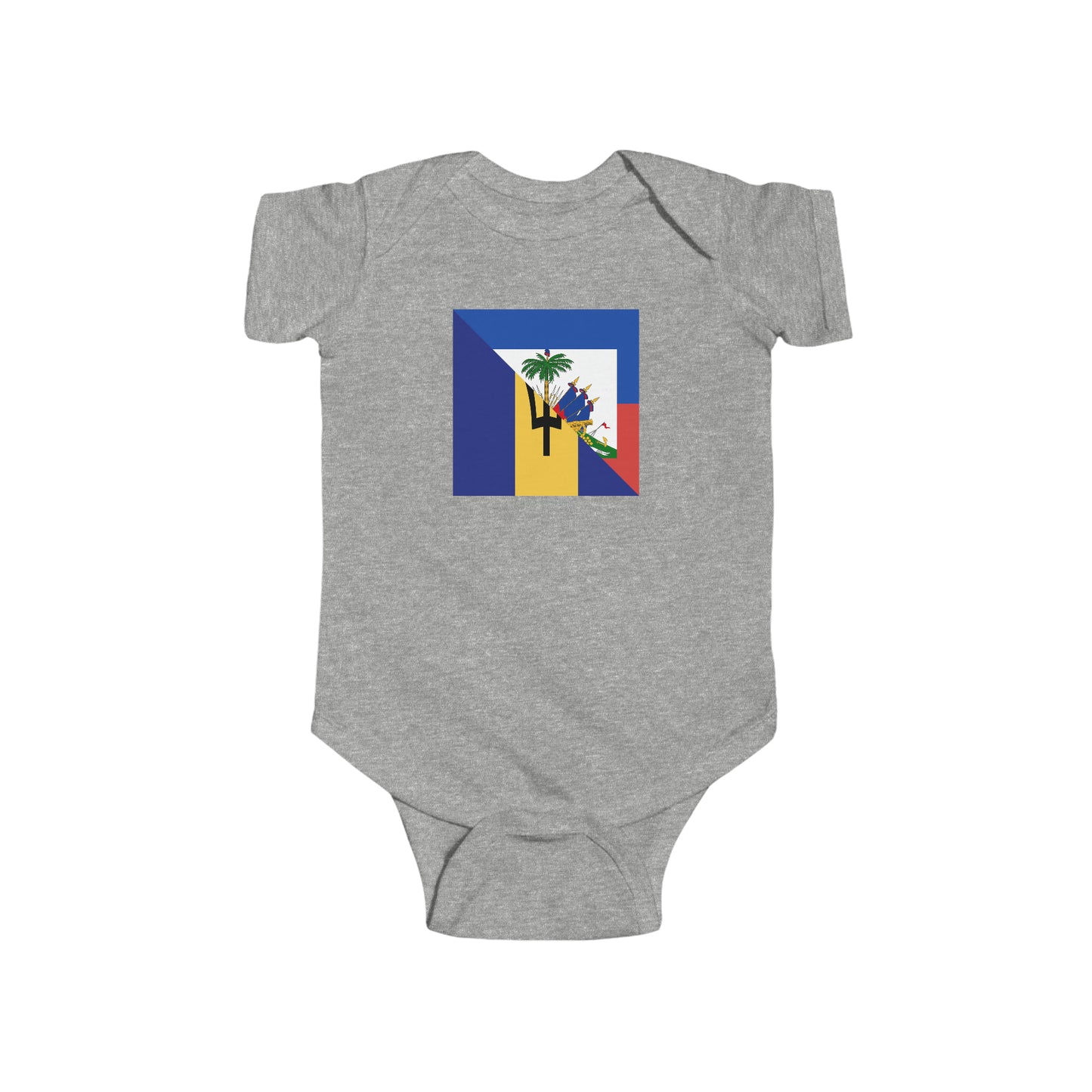 Barbados Haiti Flag Baby Bodysuit | Unisex Bajan Haitian Newborn Boy Girl