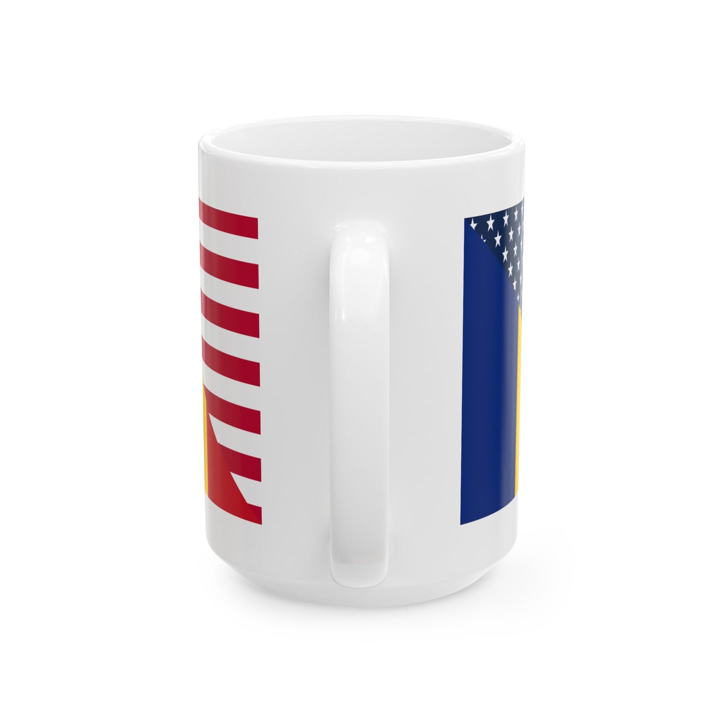 Romania American Flag Half Romanian USA Ceramic Mug 11oz, 15oz Cup