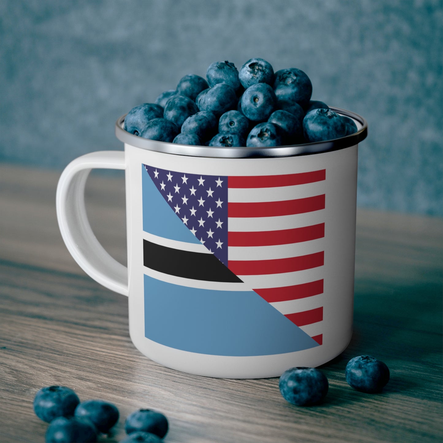 Botswana American Flag USA 12oz Enamel Mug