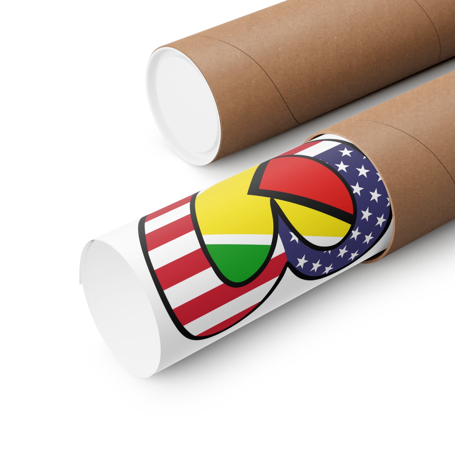 Guyanese American Heart Valentines Day Gift Half Guyana USA Flag Premium Matte Poster