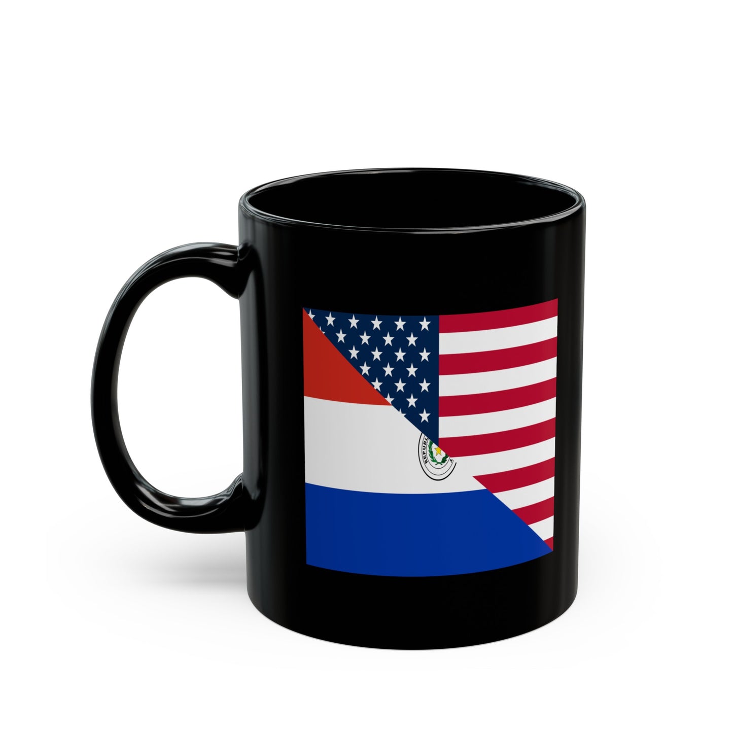 Paraguay American Flag Half Paraguyan USA Black Mug (11oz, 15oz)