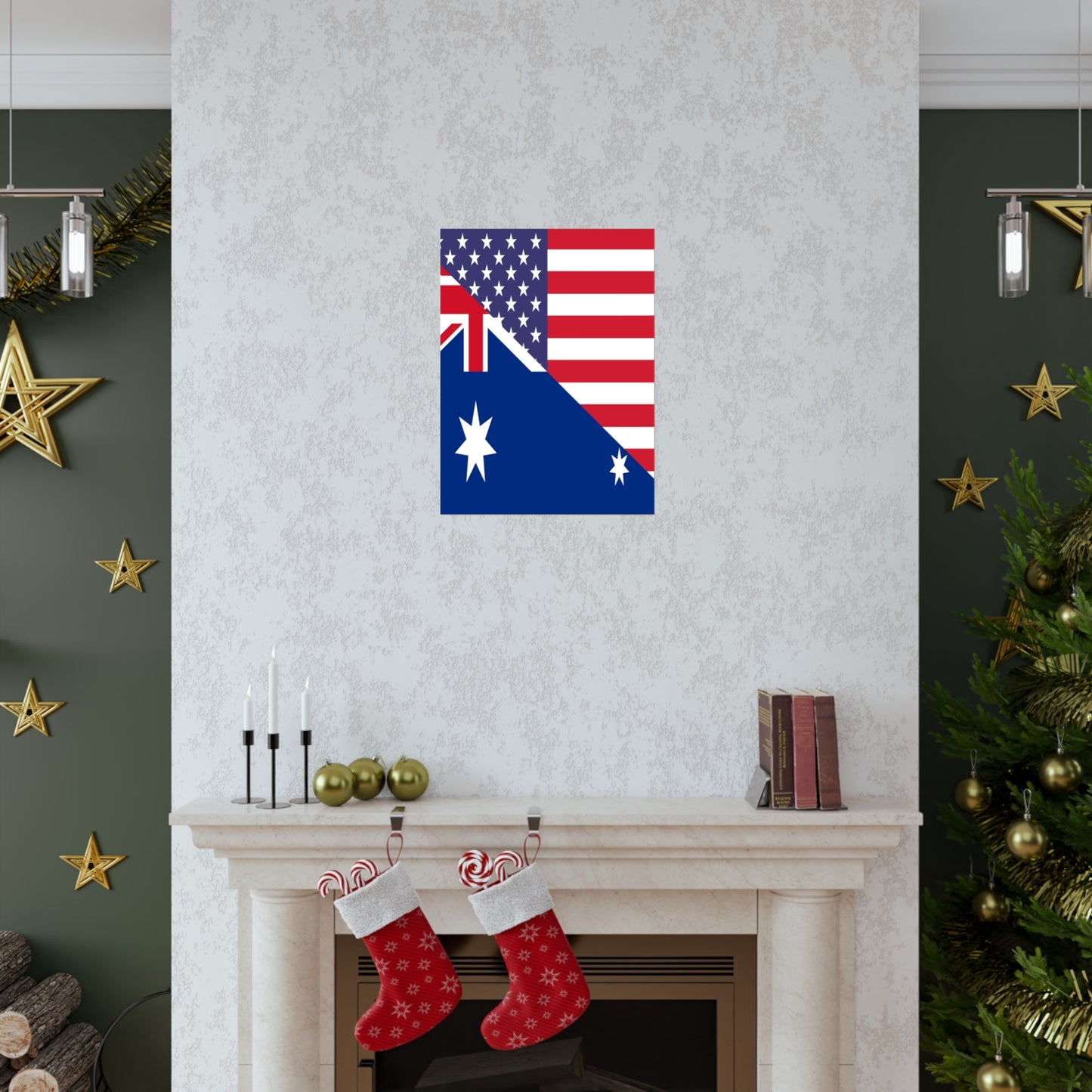 Australian American Flag Australia USA Premium Matte Poster