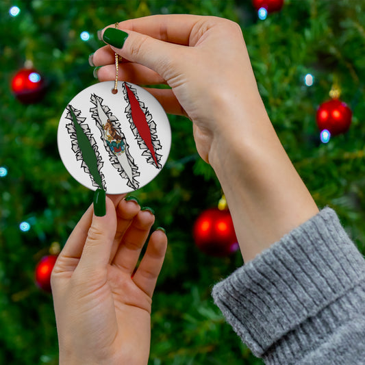 Slashed Mexican Flag | Mexico Ceramic Ornament | Christmas Tree Ornaments