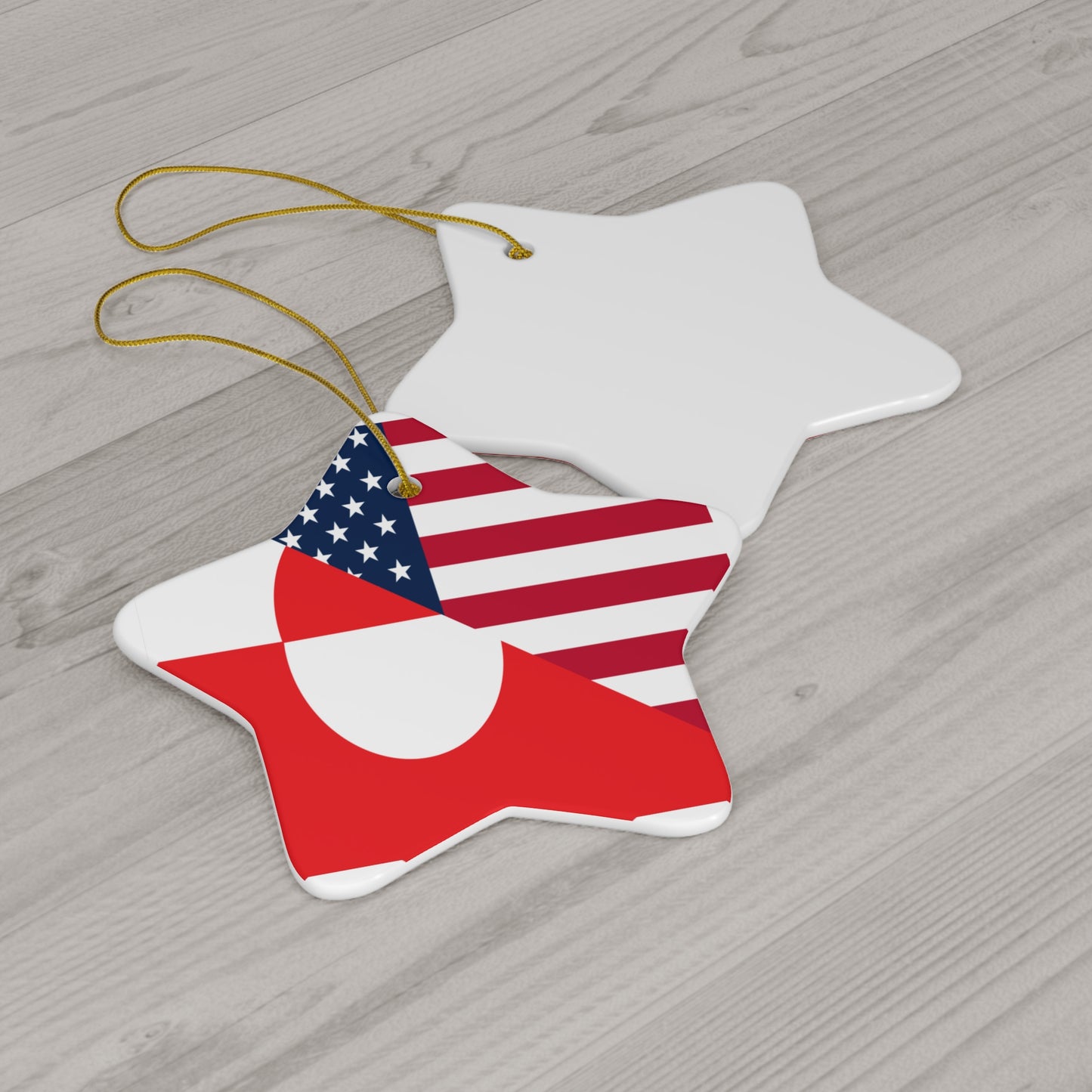 Greenland American Flag Half Greenlander USA Ceramic Ornament | Christmas Tree Ornaments