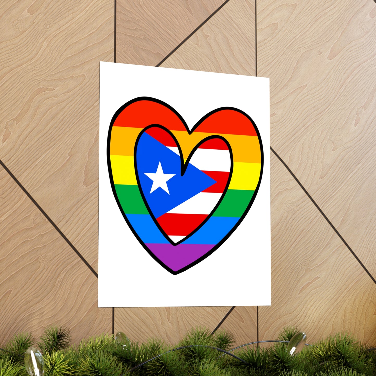 Puerto Rican Rainbow Flag Heart PR Pride Parade Premium Matte Poster