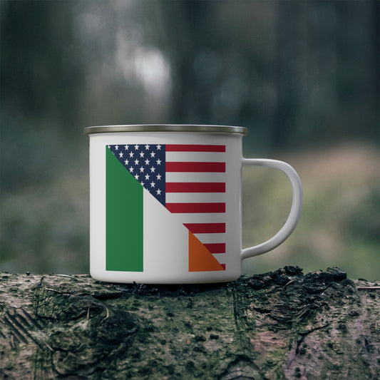 Irish American Flag Half Ireland USA 12oz Enamel Mug