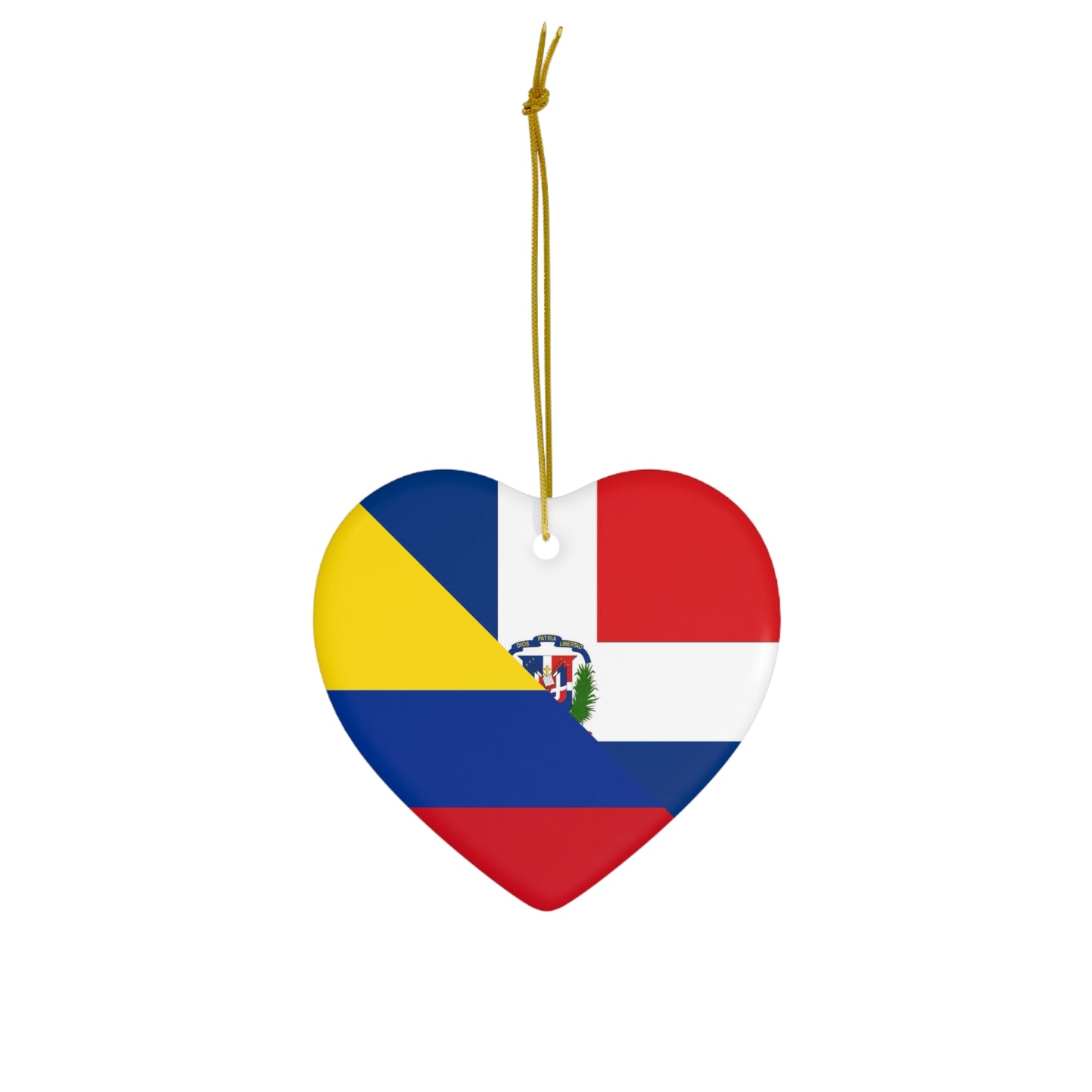 Dominican Colombian Flag Ceramic Ornaments | DR Colombia Dominican Republic Christmas Tree