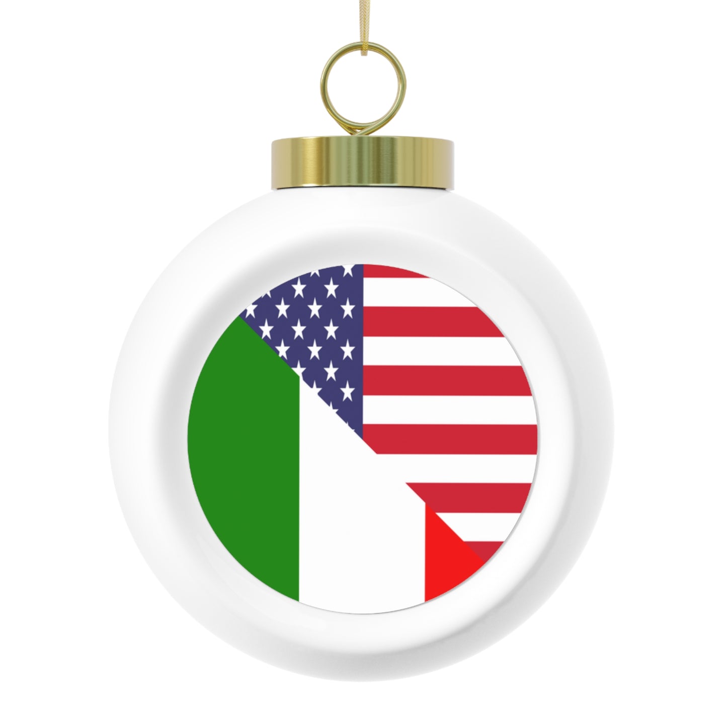 Italian American Flag Italy Italiano USA Christmas Tree Ball Ornament