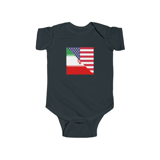 Iranian American Flag Baby Bodysuit | Unisex Iran USA Newborn Boy Girl