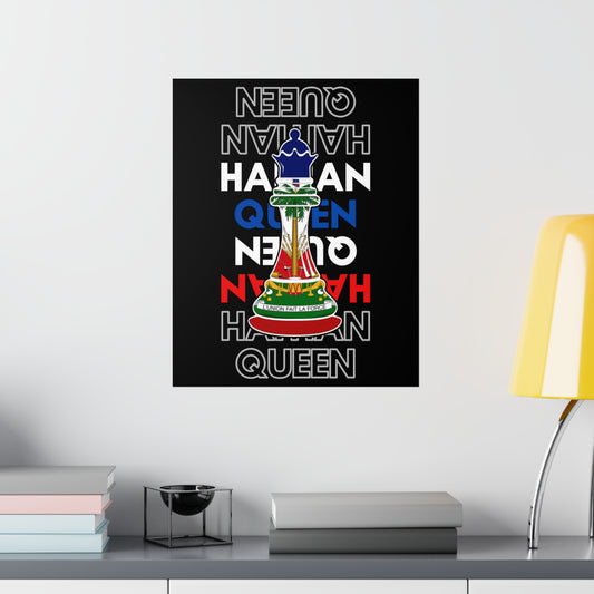 Haitian Queen Chess Piece Text | Haiti Flag Premium Matte Poster