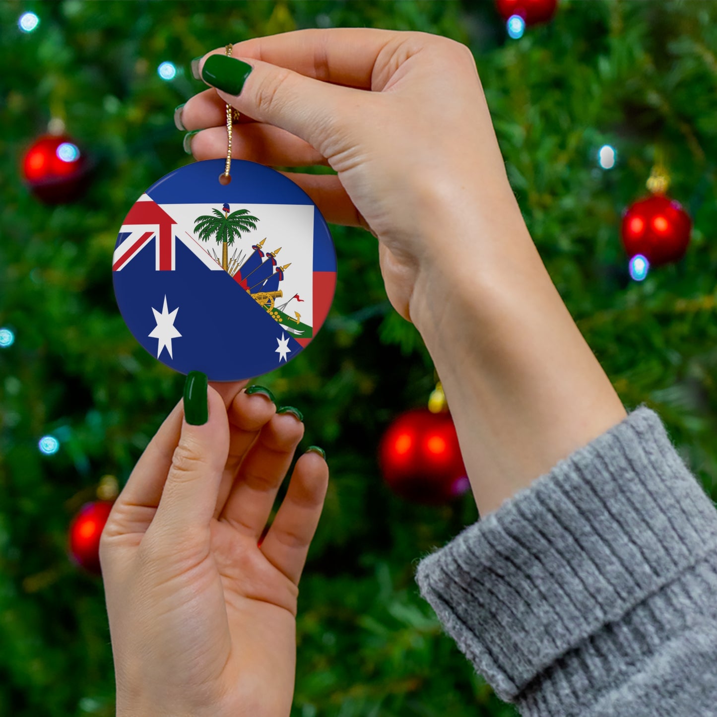 Australian Haitian Flag Australia Haiti Ceramic Ornament | Christmas Tree Ornaments