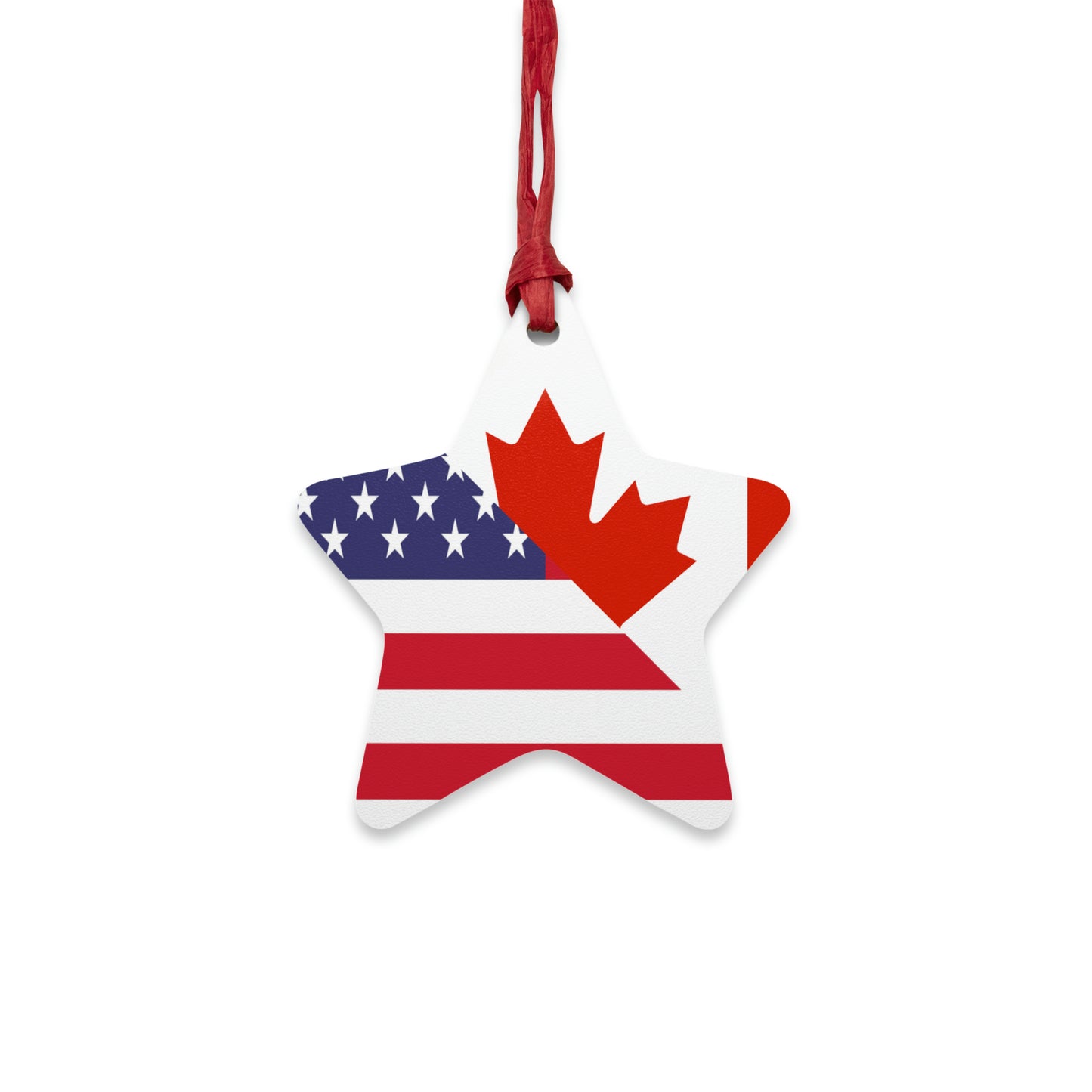 Canadian American Flag Canada USA Wooden Ornament