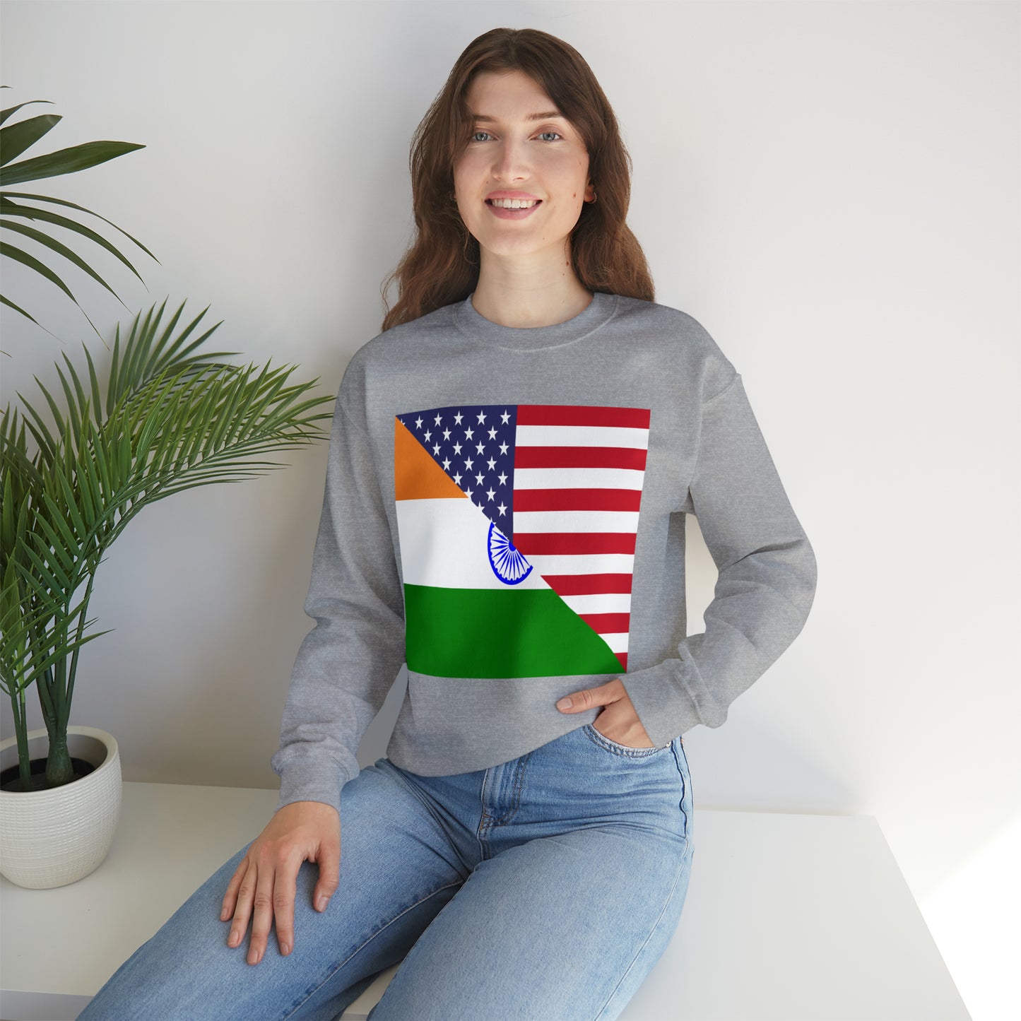 Indian American Flag Half India USA Unisex Sweatshirt