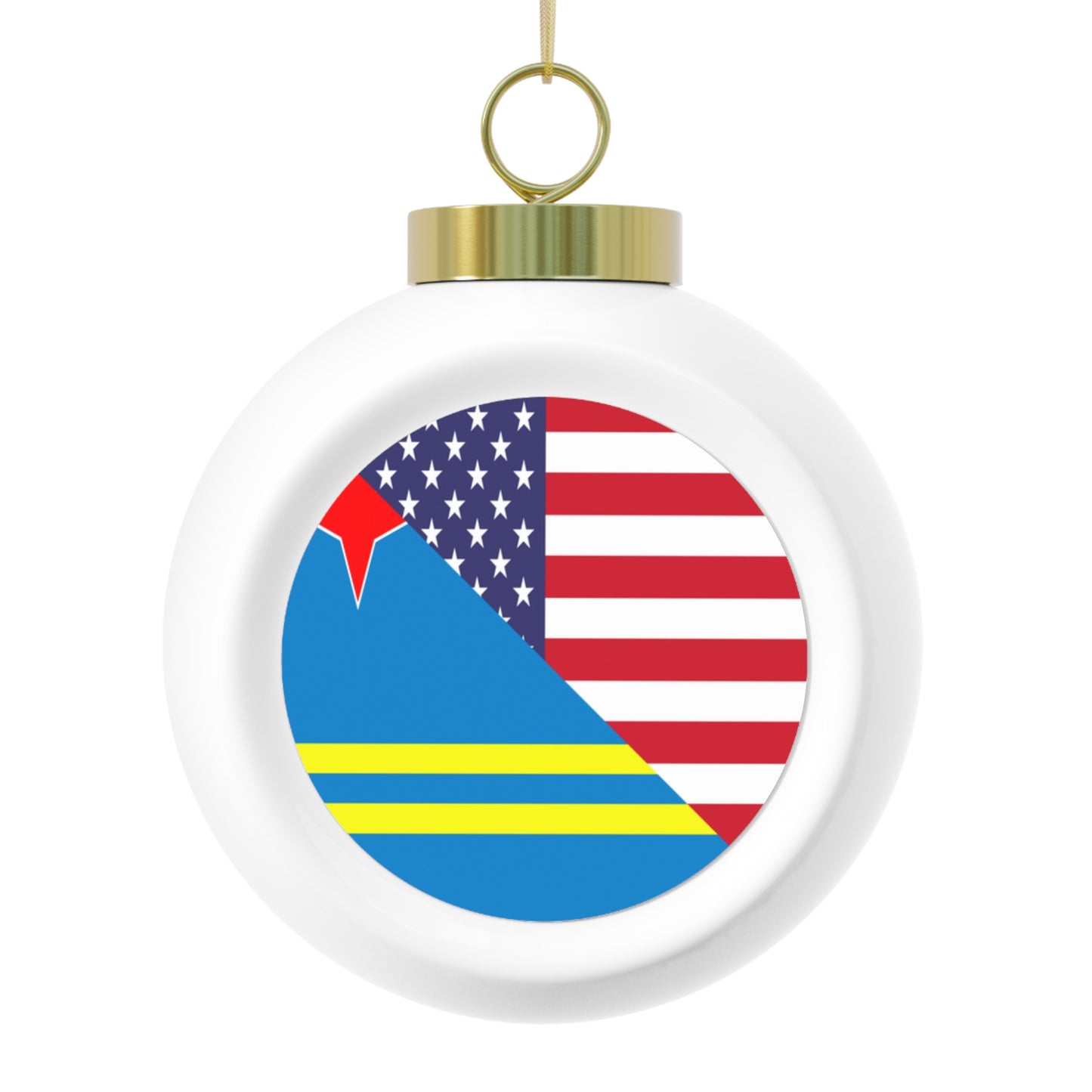 Aruba American Flag Aruban USA Christmas Tree Ball Ornament