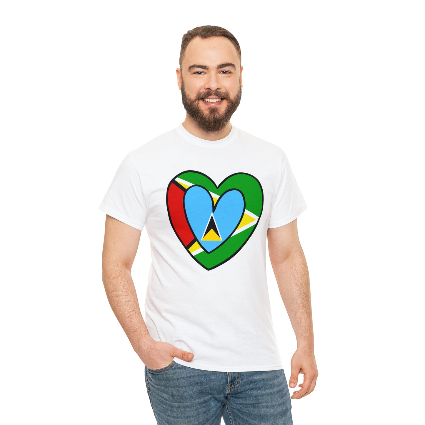 St Lucian Guyanese Heart Flag Guyana T-Shirt | Unisex Tee Shirt