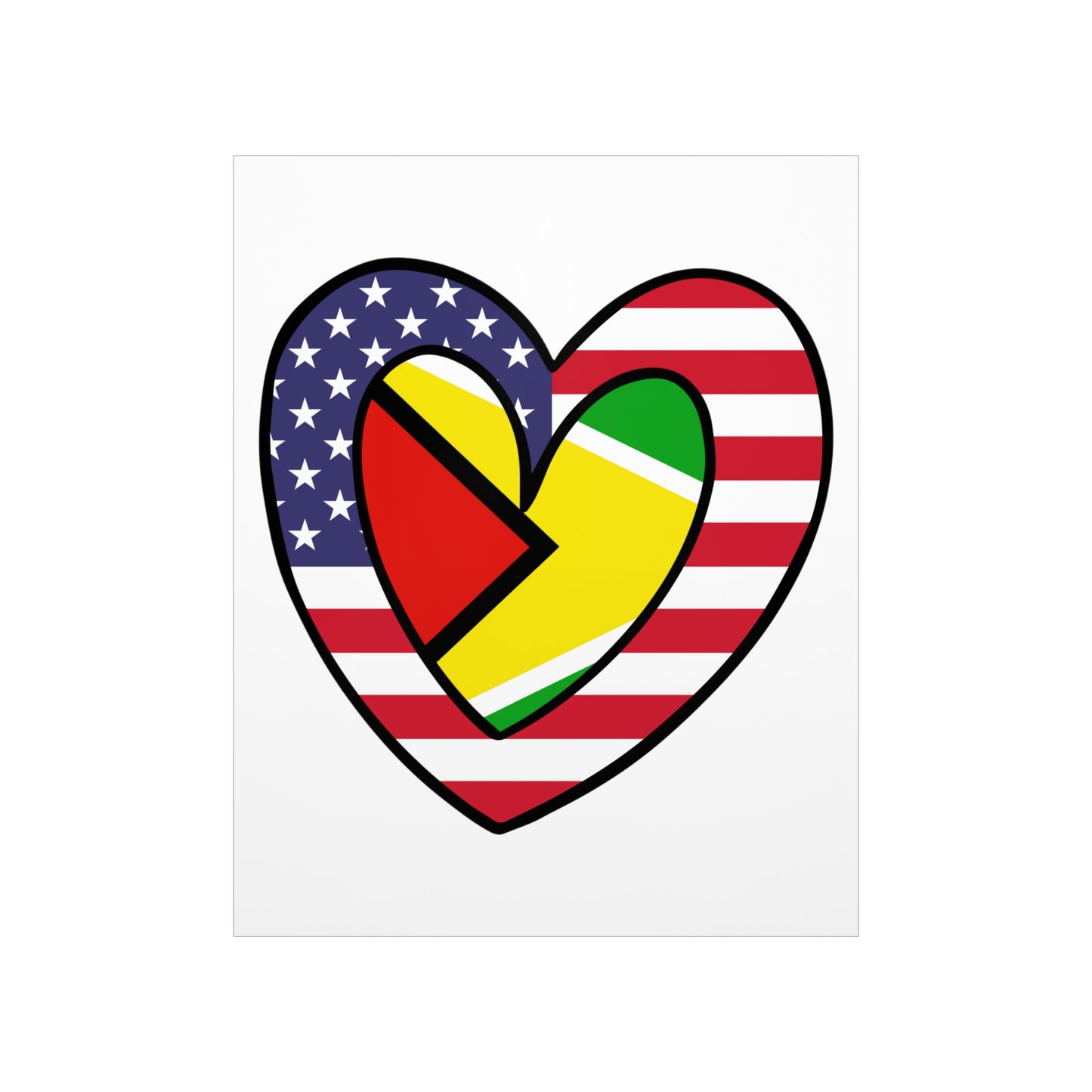 Guyanese American Heart Valentines Day Gift Half Guyana USA Flag Premium Matte Poster