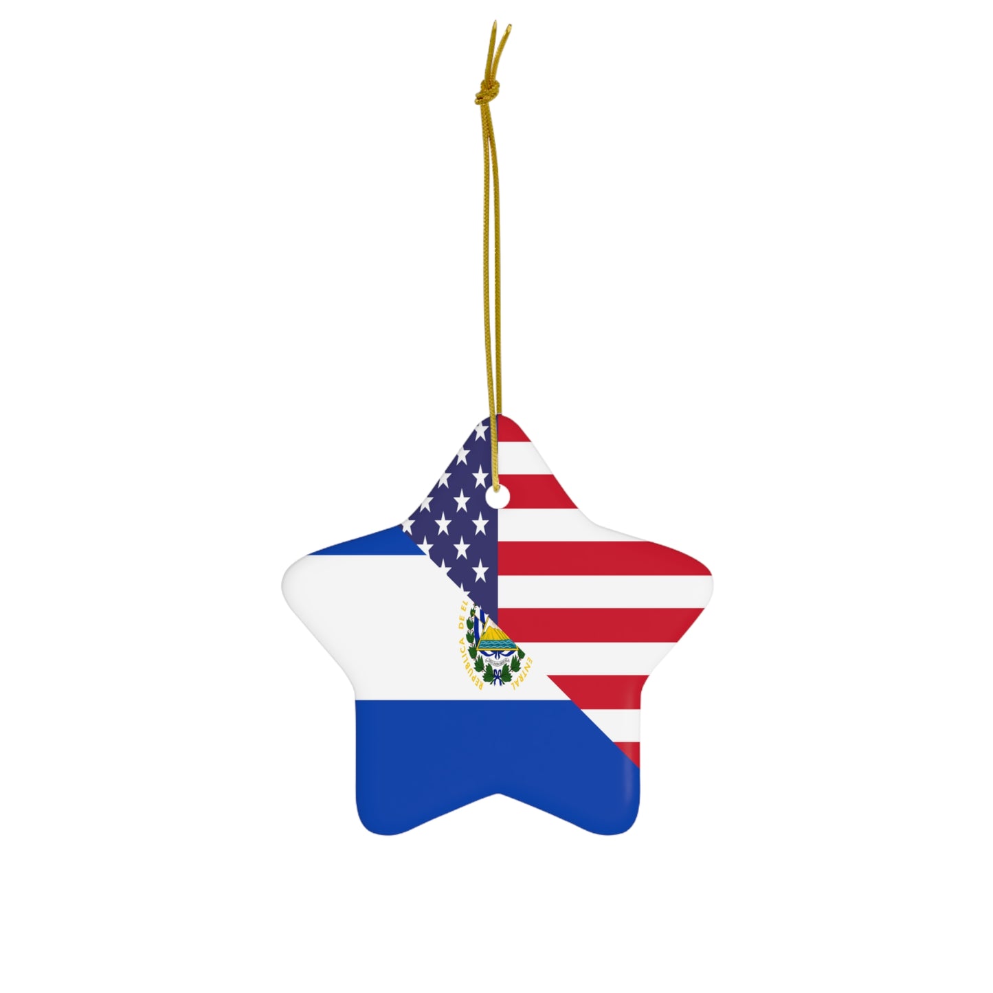 El Salvador American Flag USA Ceramic Ornament | Christmas Tree Ornaments