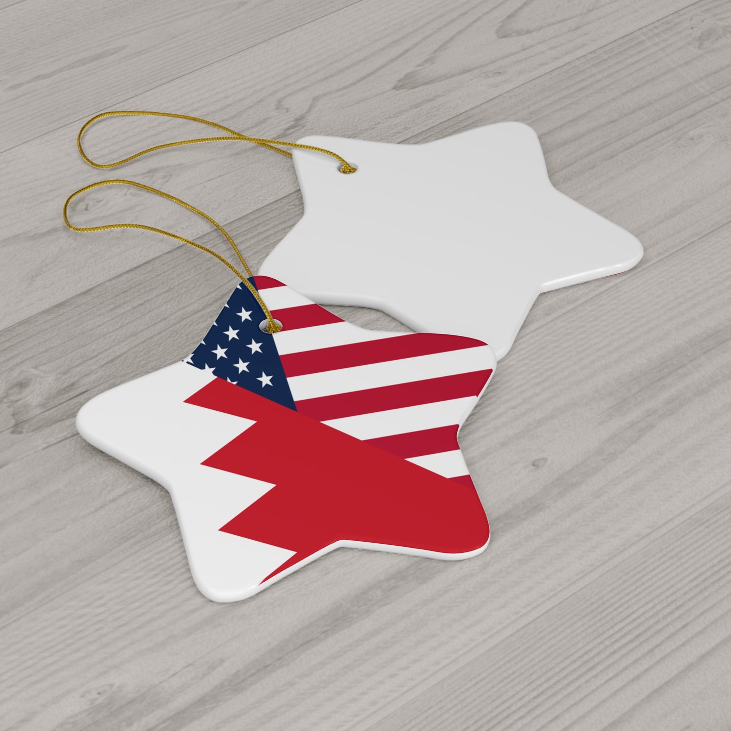 Bahrain American Flag Half Bahraini USA Ceramic Ornament | Christmas Tree Ornaments