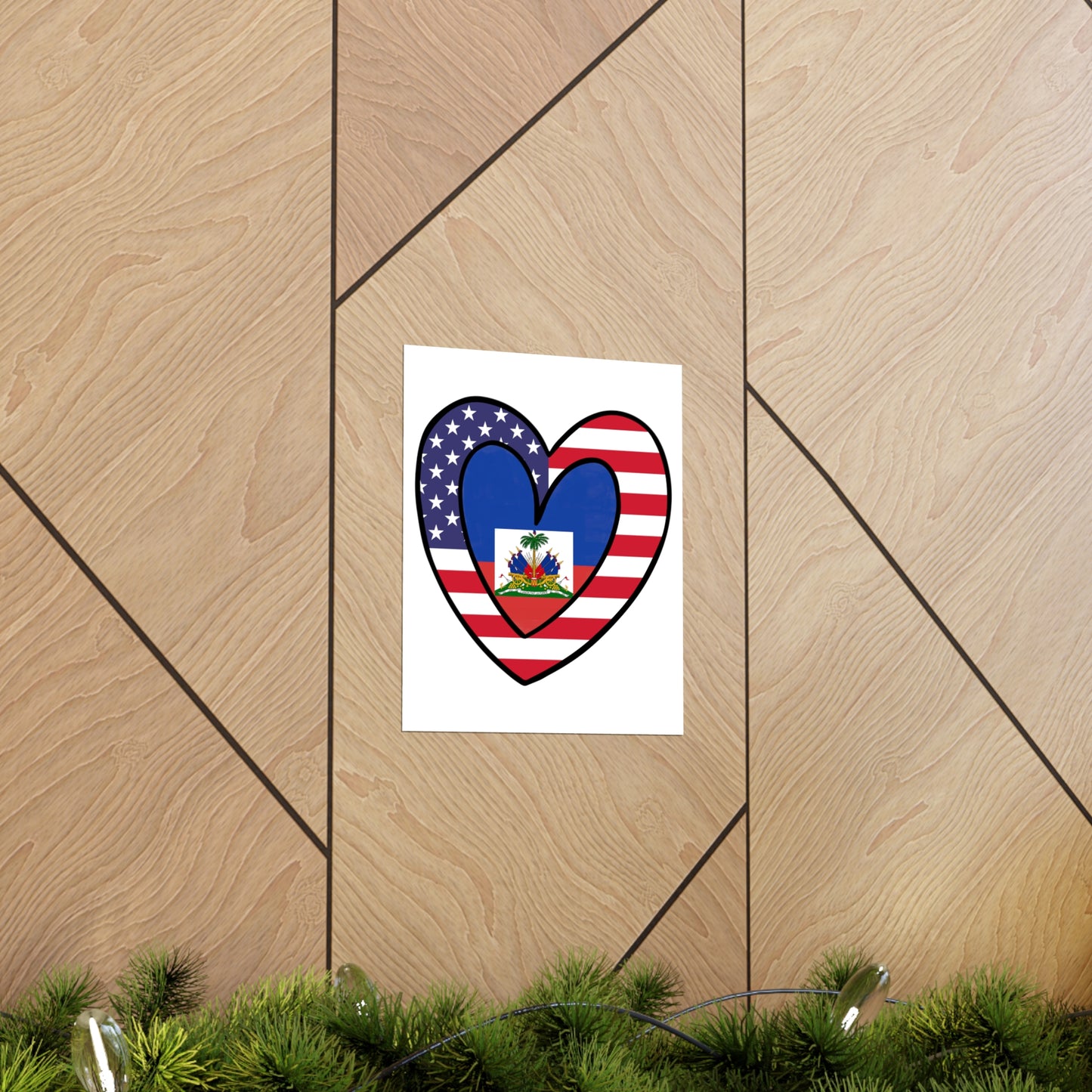 American Haitian Flag Inner Heart USA Haiti Premium Matte Poster