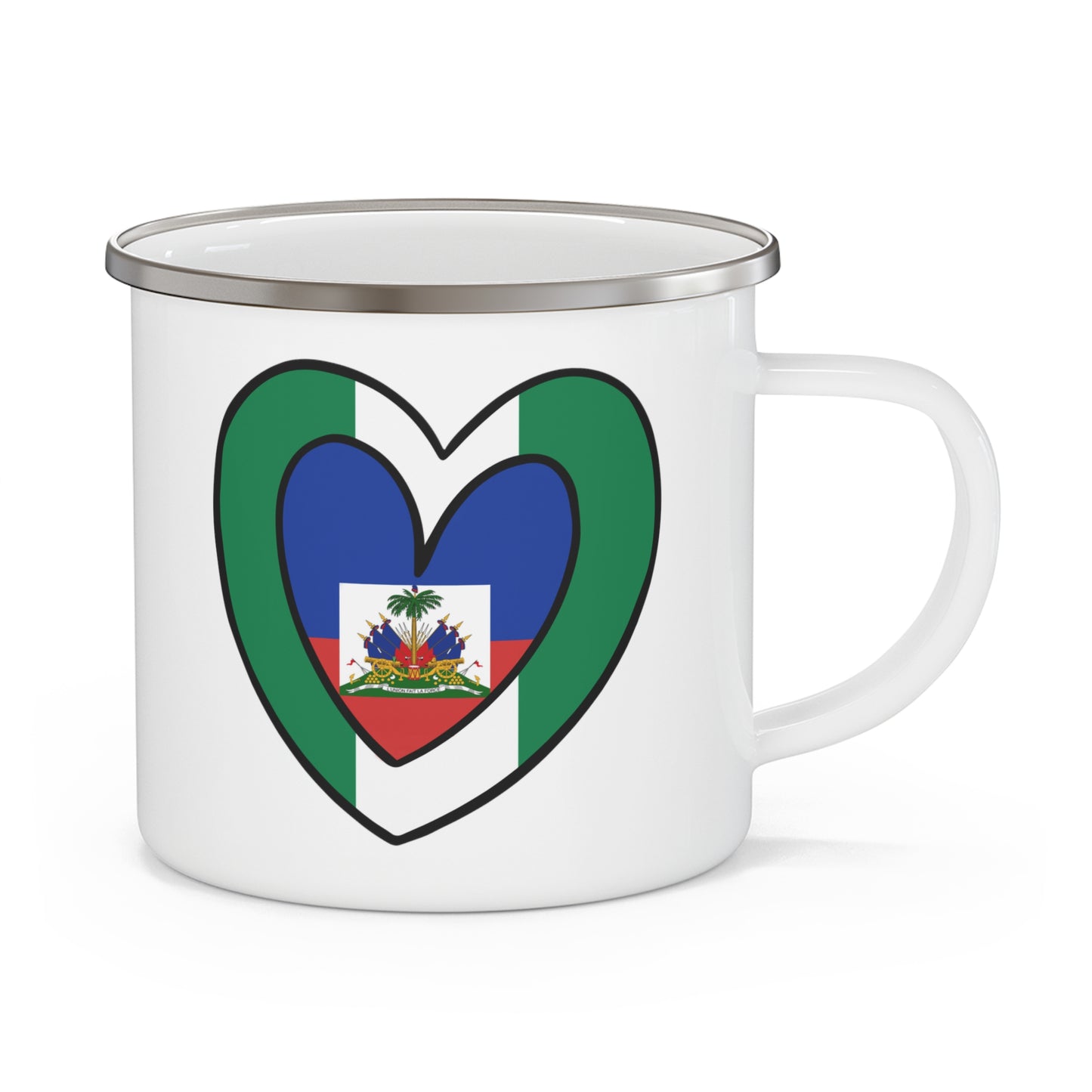 Nigerian Haitian Flag Inner Heart Nigeria Haiti  12oz Enamel Mug