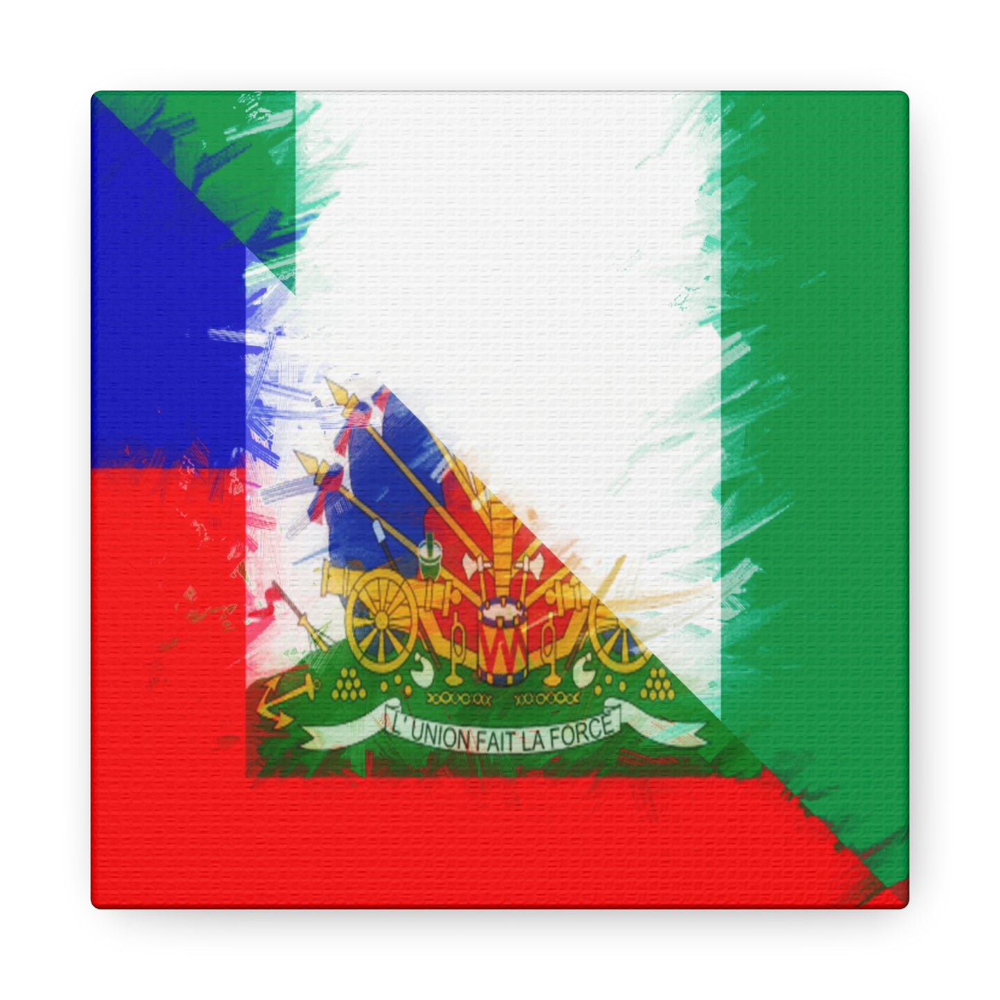 Nigerian Haitian Painted Flag | Haiti Half Nigerian Canvas Gallery Wraps | Wall Art